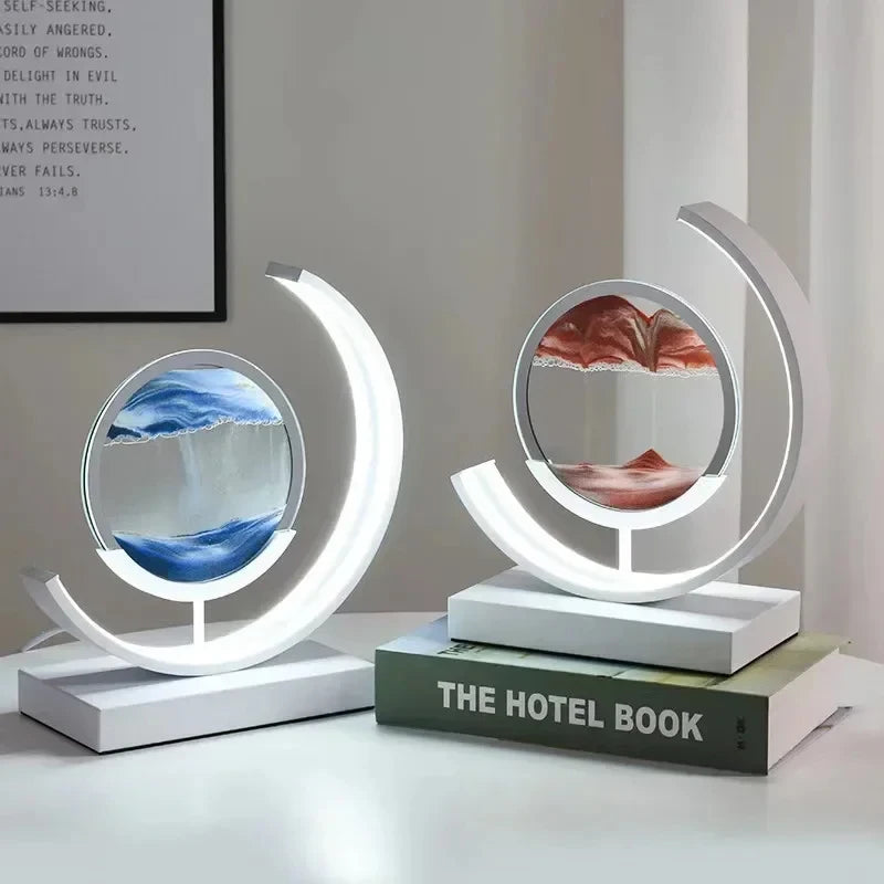 LED Night Light Moving Sand Art Table Lamp Quicksand Sandscape 3D Hourglass Bedside Lamps Flowing Sand Painting Home Decor Gifts