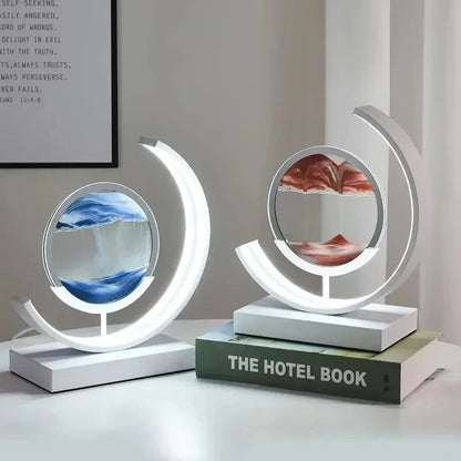 LED Night Light Moving Sand Art Table Lamp Quicksand Sandscape 3D Hourglass Bedside Lamps Flowing Sand Painting Home Decor Gifts