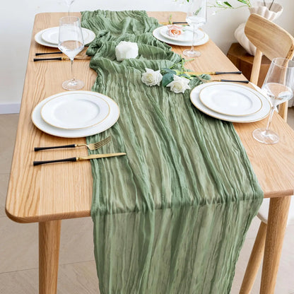 6pcs Cheesecloth Table Runner Boho Gauze Table Runner 40x270cm for Wedding Bridal Shower Birthday Party