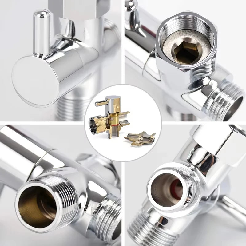 G1/2 inch diverter valve three-way T-type adapter for shower brass faucet connector bathroom faucet water diverter