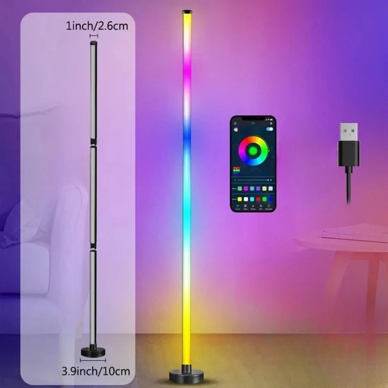 Smart LED Floor Lamp RGB Remote & APP Control Music Sync Corner Lighting Timer Modern Mood Standing Lamp for Living Room Gaming