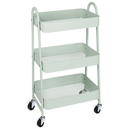 JHK 3 Tier Metal Storage Kitchen Cart with Lockable Wheels Mobile Shelving Unit Utility Rolling Organizer For Home Narrow Places