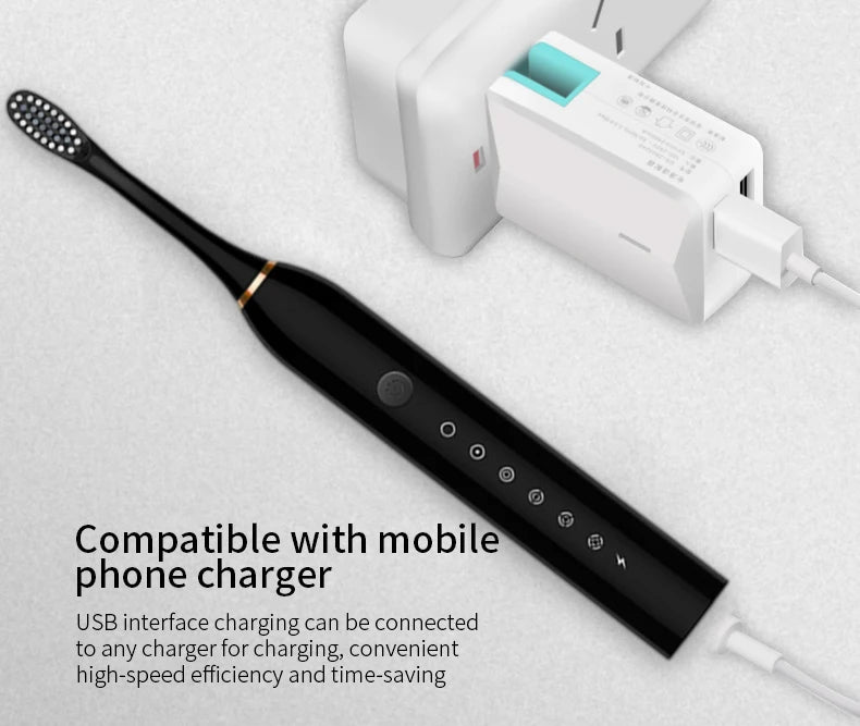 Electric Ultrasonic Toothbrush Six Speed Mode Home Soft Hair USB Charging Waterproof Adult Tooth Cleaner Automatic Couple Set