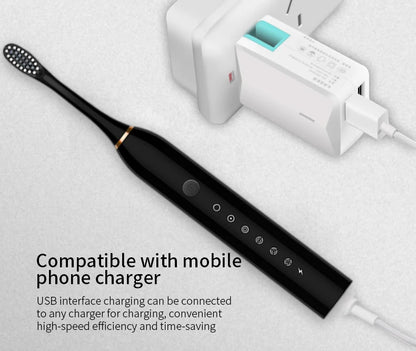 Electric Ultrasonic Toothbrush Six Speed Mode Home Soft Hair USB Charging Waterproof Adult Tooth Cleaner Automatic Couple Set