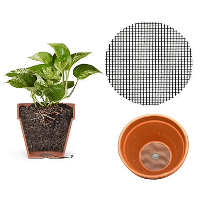 50pcs Breathable Anti-Leak Mesh Pot Seal Prevents Soil Loss, Fits Drain Holes, Durables Polymer Net for Flower Pots & Planters