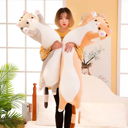 Cute Cat Plush Body Pillows Cartoon Long Strip Stuffed Throw Pillow Sofa Bedroom Back Cushion Home Decoration Exquisite Gifts