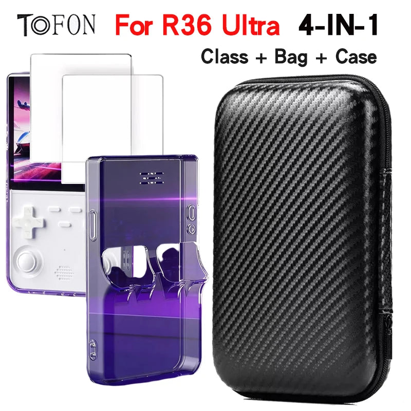TOFON Transparent protective case For R36 Ultra game console storage bag EVA shell resistant  scratch resistant screen film