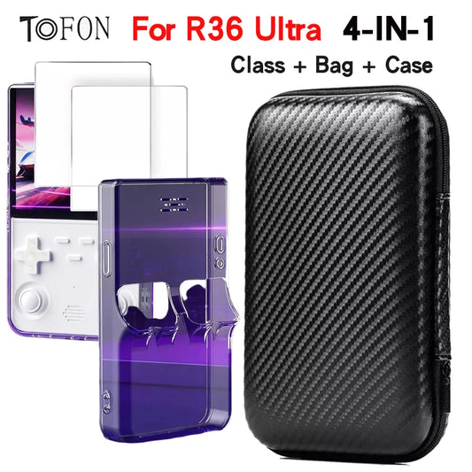 TOFON Transparent protective case For R36 Ultra game console storage bag EVA shell resistant  scratch resistant screen film