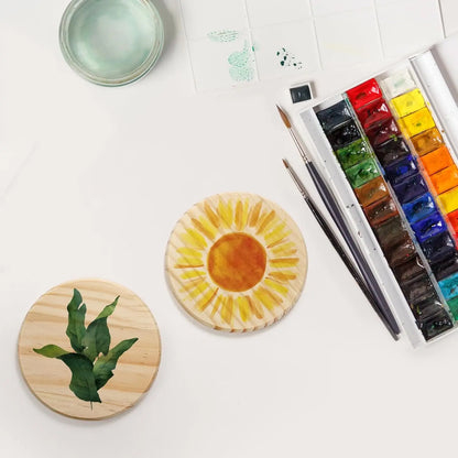 Wood Coasters Round Blank Wooden Coasters for Crafts with Non-Slip Silicon Dots for Home Decoration Mother Day Gift
