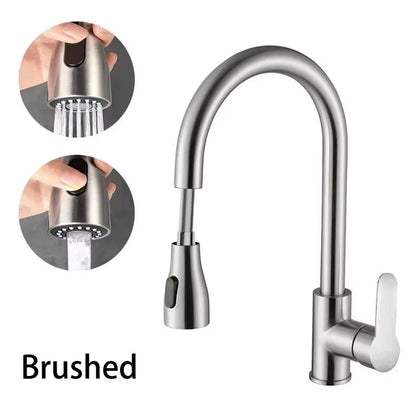 Kitchen Sink Faucets stainless steel Pull Out Kitchen Sink Water Tap Deck Mounted Mixer Stream Sprayer Head Hot Cold Taps