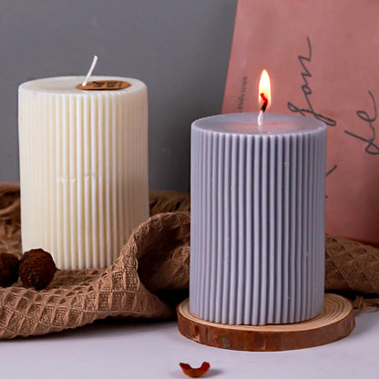 Classical Striped Roman Cylindrical Silicone Candle Mold Columnar Striped DIY Candle Holder Making Design Shape Candle Handmade