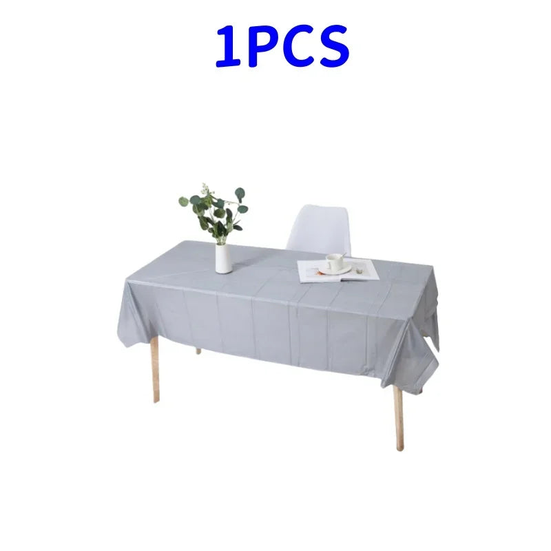 1pc Reusable Tablecloths 137x183cm BPA Free Plastic Dining Table Cover Cloth for Parties Picnic Camping Disposable Tablecloths