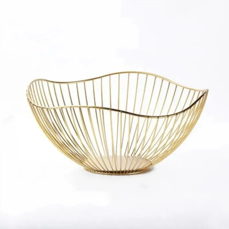 Fruit Basket Durable Metal Wire Storage Bowl Nordic Style Iron Home Snacks Bread Dining Table Indoor Cosmetic Storage Basket