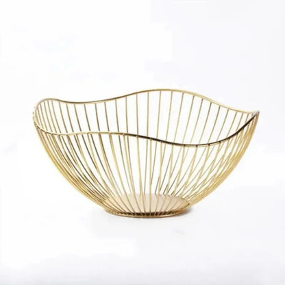 Fruit Basket Durable Metal Wire Storage Bowl Nordic Style Iron Home Snacks Bread Dining Table Indoor Cosmetic Storage Basket