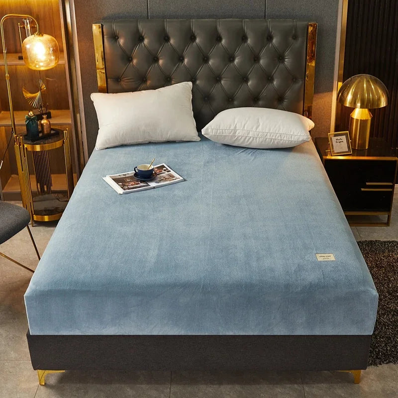 Soft Warm Thick Velvet Fitted Sheet High Quality Non Slip Mattress Cover Adjustable Protector Soft Bed Sheet with Elastic
