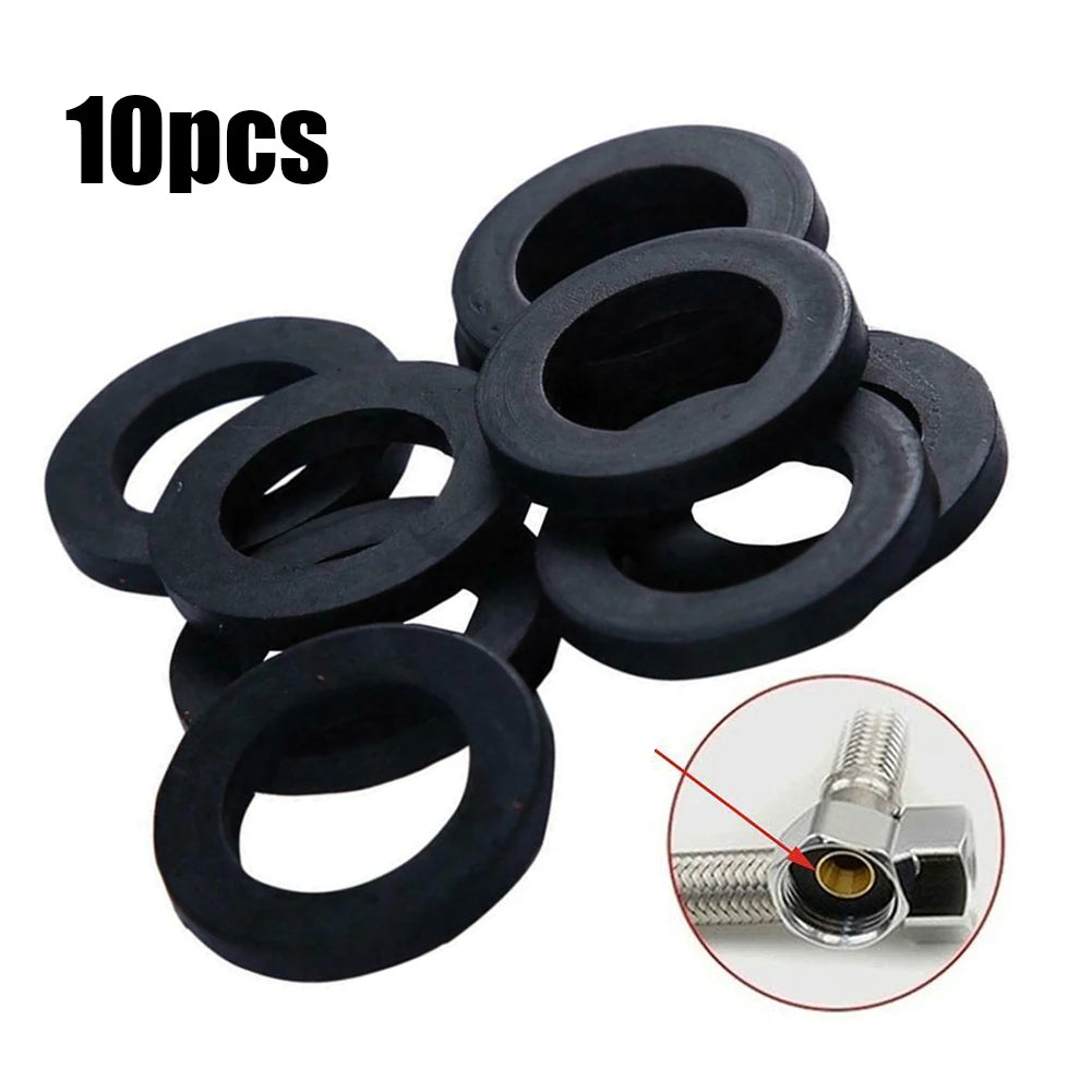 10Pcs Rubber Ring Flat Gasket Sealing Ring Flexible Pipe Bath Bathroom Shower Hose Washers Rubber Seals For Shower Head Hose