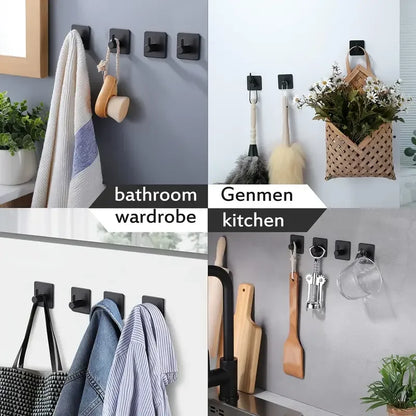 Adhesive Wall Hooks Towel Key Cloth Coat Rack Door Bathroom Robe Hanger Kitchen Bag Sticky Hook Organizer For Hanging Hat