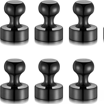Black Neodymium Magnetic Push Pins - Strong Refrigerator & Whiteboard Magnets for Office, Kitchen & Map Use