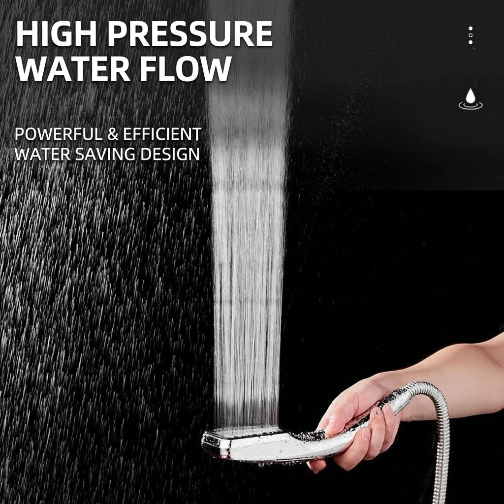 Handheld Square Shower Head 300 Hole Pressurized Dense Water Outlet with Strong Pressure Nozzle for Bathroom Accessories