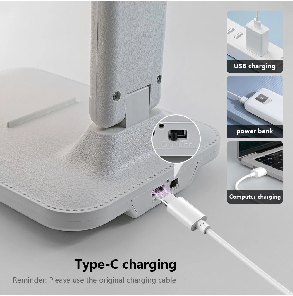 Eye Protection Table Lamp LED Rechargeable Dimmable Wireless Folding Desk Lamp Night Light For Children Study Reading Room Decor