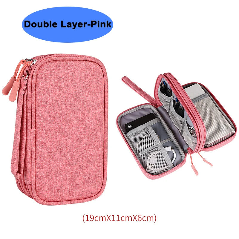 Waterproof Cable Storage Bag Digital Electronic Organizer Portable USB Data Line Charger Plug Storage Bag Travel Cable Organizer