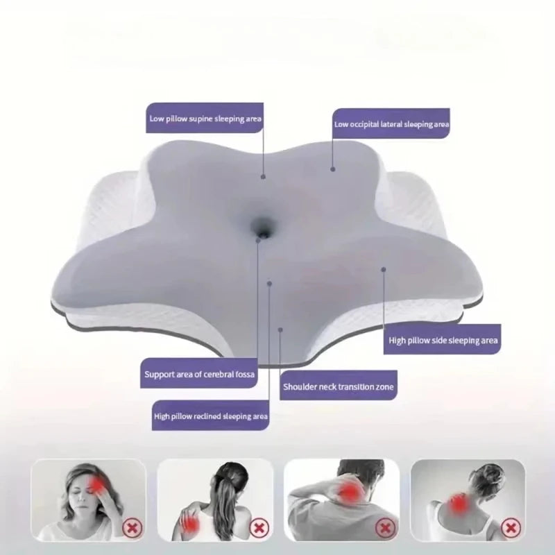 2026 New Solid Color Special-shaped Horn Pillow, Butterfly Pillow Memory Cotton Slow Rebound Neck Protection Sleep Pillow