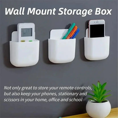 2PCS Wall Mounted Storage Box Household Living Room Conditioner Remote Control Bedside Phone Storage Holder Organizer Box1p2026