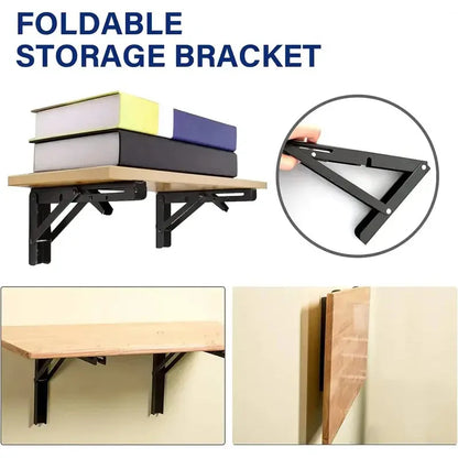 Heavy Duty Folding Triangle Shelf Bracket | Stainless Steel Wall Mount, Space Saving Fold Flat Rust-Proof Support