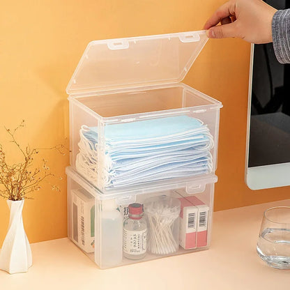 2PCS Transparent Large Capacity Mask Storage Box Household Mask Nose Mask Medicine Storage Box