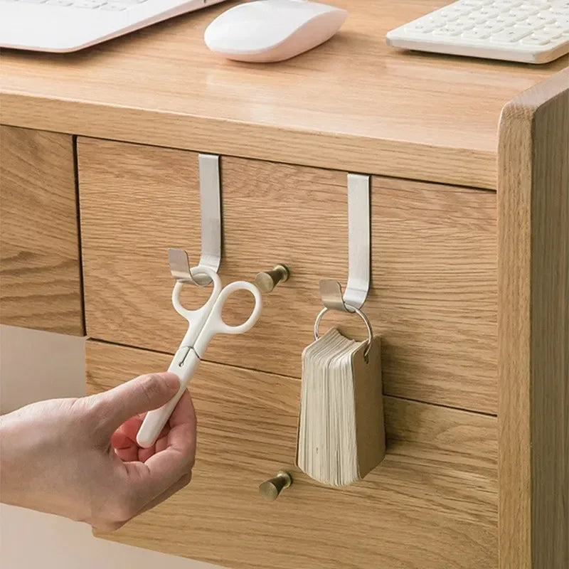 Multi-Purpose Cabinet Door Hooks, Over Door Hanger Rack for Kitchen Bathroom, Towel Coat Hat Clothes Storage Organizer