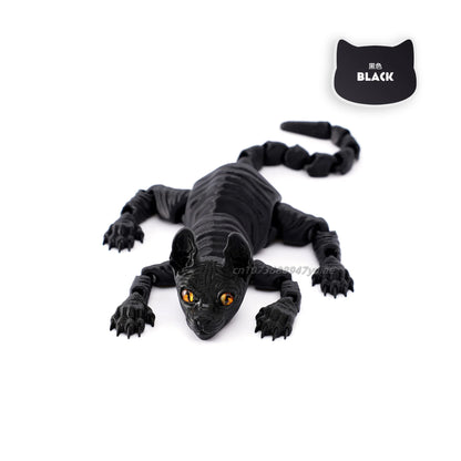 3D Printed Sphynx Cat Realistic Hairless Cat Figurine Cute 3D Printed Toy Articulated Fidget Toy for Lovers Home Decor