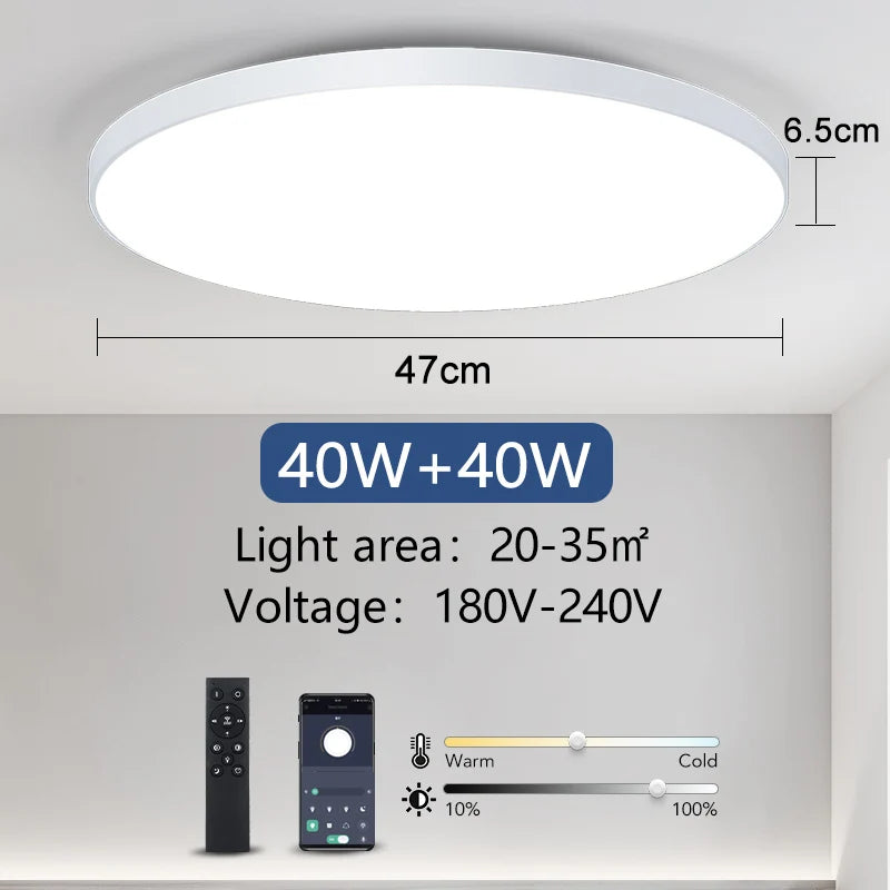 MARPOU Big Size Smart ceiling lamp led lamp for bedroom 80W ceiling lights with Remote control Dimmable led lights for room