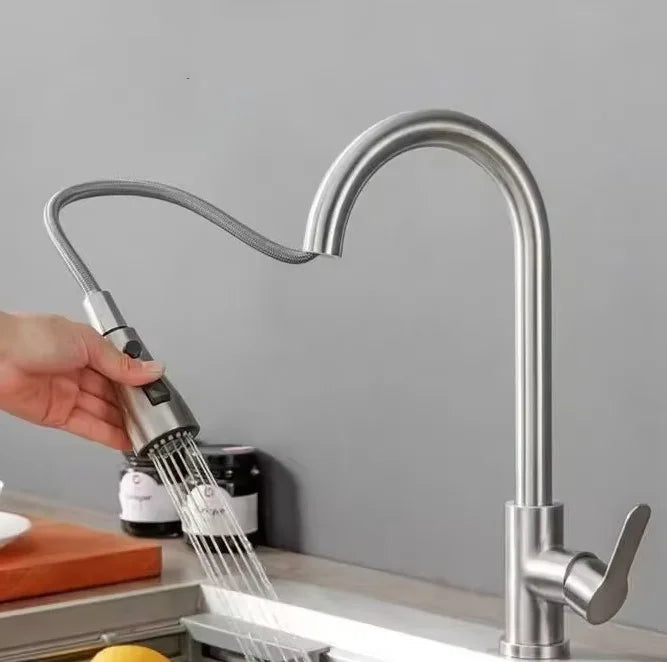 Black  Kitchen Faucet Pull Out Brushed Nickle Stainless Steel Kitchen Mixed Tap Kitchen Sink Tap