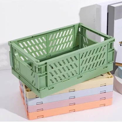 Foldable Storage Box with Handles Collapsible Crate for Toys, Cosmetics & Desk Organization