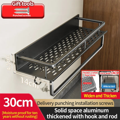 Aluminum kitchen rack kitchen shelf toilet storage no drill hanging rack bathroom organizer hang on the wall kitchen
