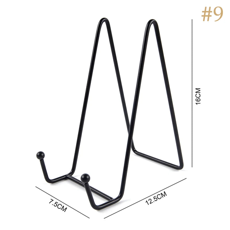 1pc Plate Display Stand Picture Easel Metal Plate Stands Holder Display Pictures Frame Photo Decorative Plate Dish Tabletop Arts