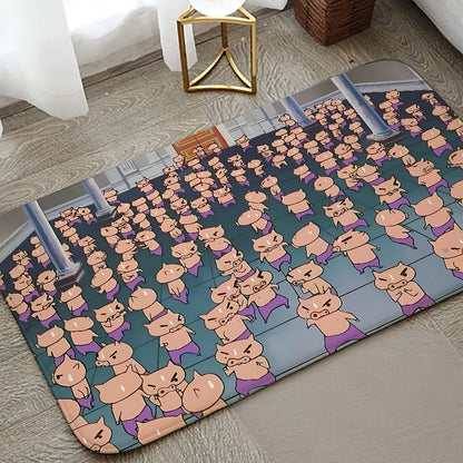 B-Buriburi-zaemon Floor Mat Graphic Printed Flannel Doormats For Bathroom Kitchen Entrance Carpet Home Decor