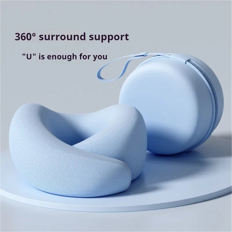 Memory Foam U Shaped Neck Pillow Travel Pillow for Airplane Car Office Nap Cervical Support with Portable Storage Box