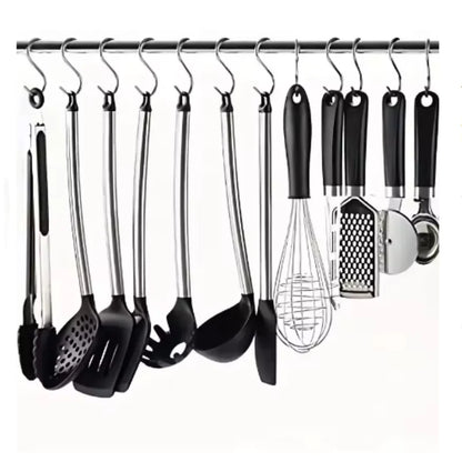 10pcs Stainless Steel S Shaped Hook Kitchen Bathroom Clothing Hooks Multi-functional Metal Hanging Hook