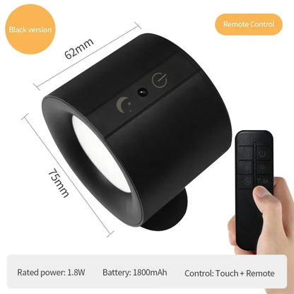 Double Head Magnetic LED Wall Lamp Rechargeable 360° Rotation Wireless Remote Control Spotlight For Bedroom Living Room Decor