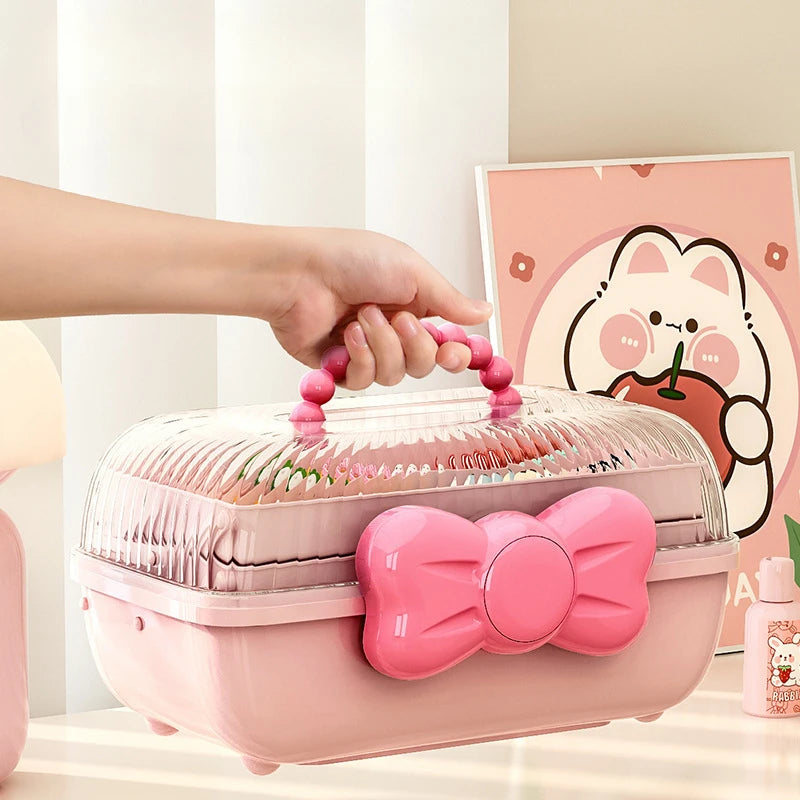Cute Bowknot Multi-Layer Hairpin Storage Box Girls Jewellery Box Children'S Hair Accessories Storage Box Toy Storage Box
