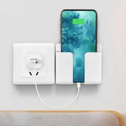 Wall Mount Phone Holder Socket Sticky Stand for iPhone Samsung All Smartphones Charging Holder for Home Kitchen Bathroom