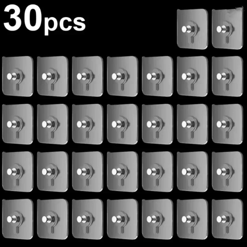 10/50pcs Self-Adhesive Hook Strong Adhesive Picture Frame Nails Hooks Transparent Seamless Wall Hangers Hanging Clock