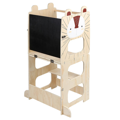 Learning Tower For Children, Montessori Learning Tower With Blackboard, Learning Tower From 1 Year For Kitchen Table Bathroom