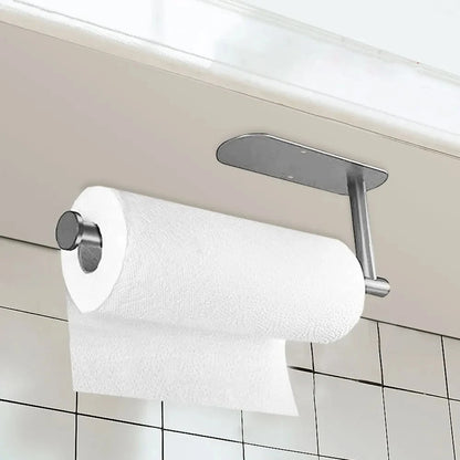 Multifunctional Paper Towel Holder with Storage Rack for Toilet Paper & Cling Film, Kitchen and Bathroom Organizer