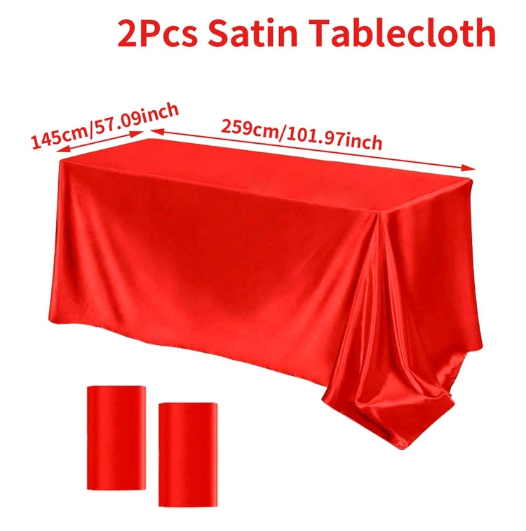 Rectangle Tablecloth Satin Table Cloth Bright Smooth White Pink Solid Color Table Cover Wedding Party Supplies Table Decors