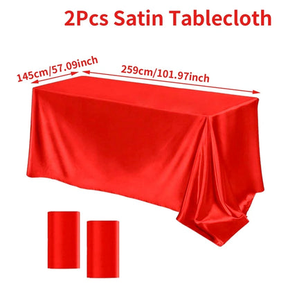 Rectangle Tablecloth Satin Table Cloth Bright Smooth White Pink Solid Color Table Cover Wedding Party Supplies Table Decors