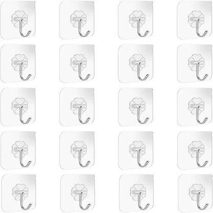 20/10PCS Hook Self-Adhesive PVC Stainless Steel Transparent Multi-Purpose Wall Holder Door Rack Kitchen Storage Organizer Home