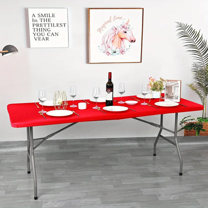 Polyester Rectangular Elastic Universal Tablecloth Protective Cover For Home Parties, Banquets, Picnics, Wedding Decorations