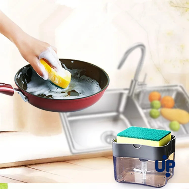 Dish Soap Dispenser for Kitchen,Liquid Soap Dispenser Kitchen Soap Dispenser with Sponge Holder,Sponge Caddy Soap Pump Dispenser